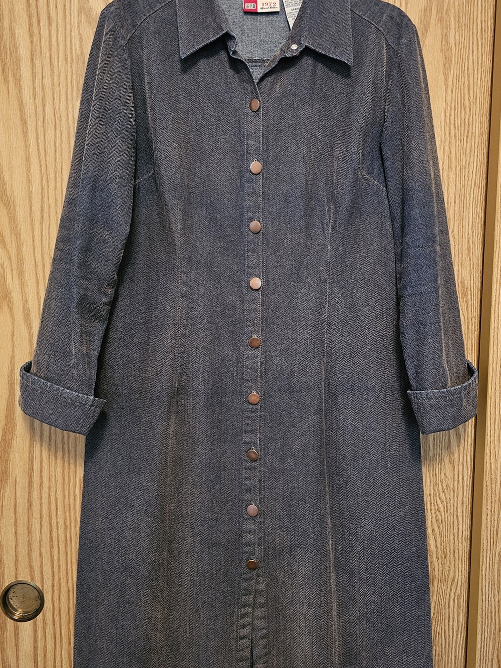 Faded Glory Dark Denim Long Sleeve Button-Front Dress
